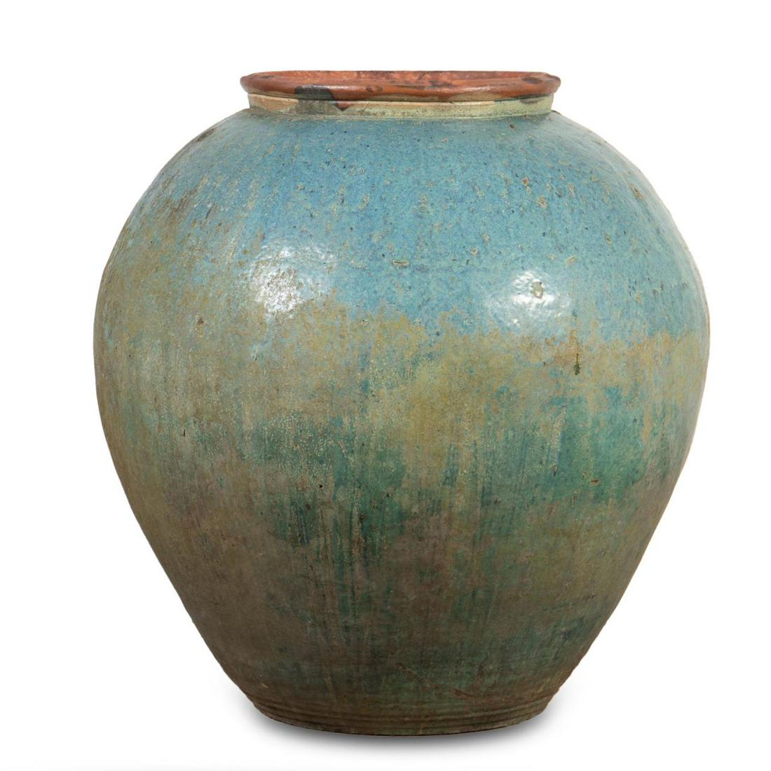 OVERSIZED GREEN GLAZED TERRACOTTA OLIVE JAR (1 of 7)