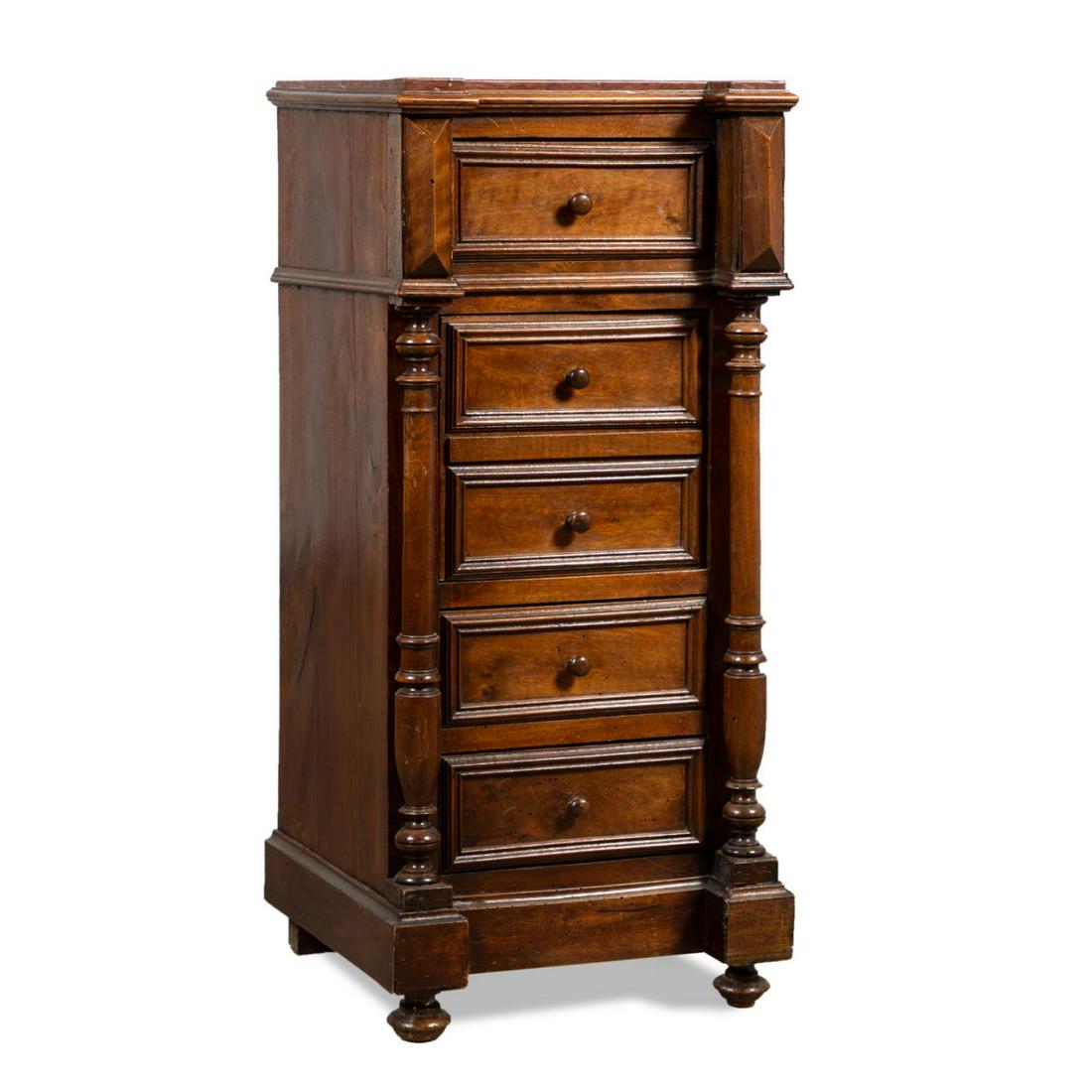19TH C. HENRI II STYLE MARBLE TOP BEDSIDE CABINET (1 of 8)