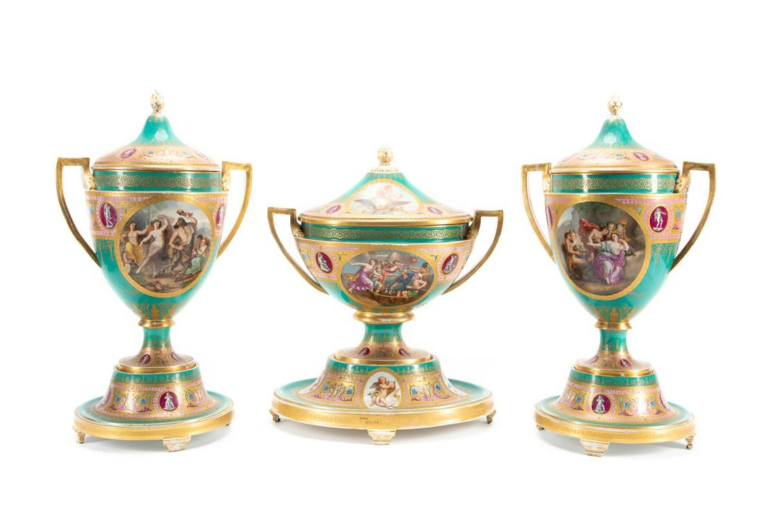 19TH C. ROYAL VIENNA STYLE MYTHOLOGICAL GARNITURE (1 of 12)