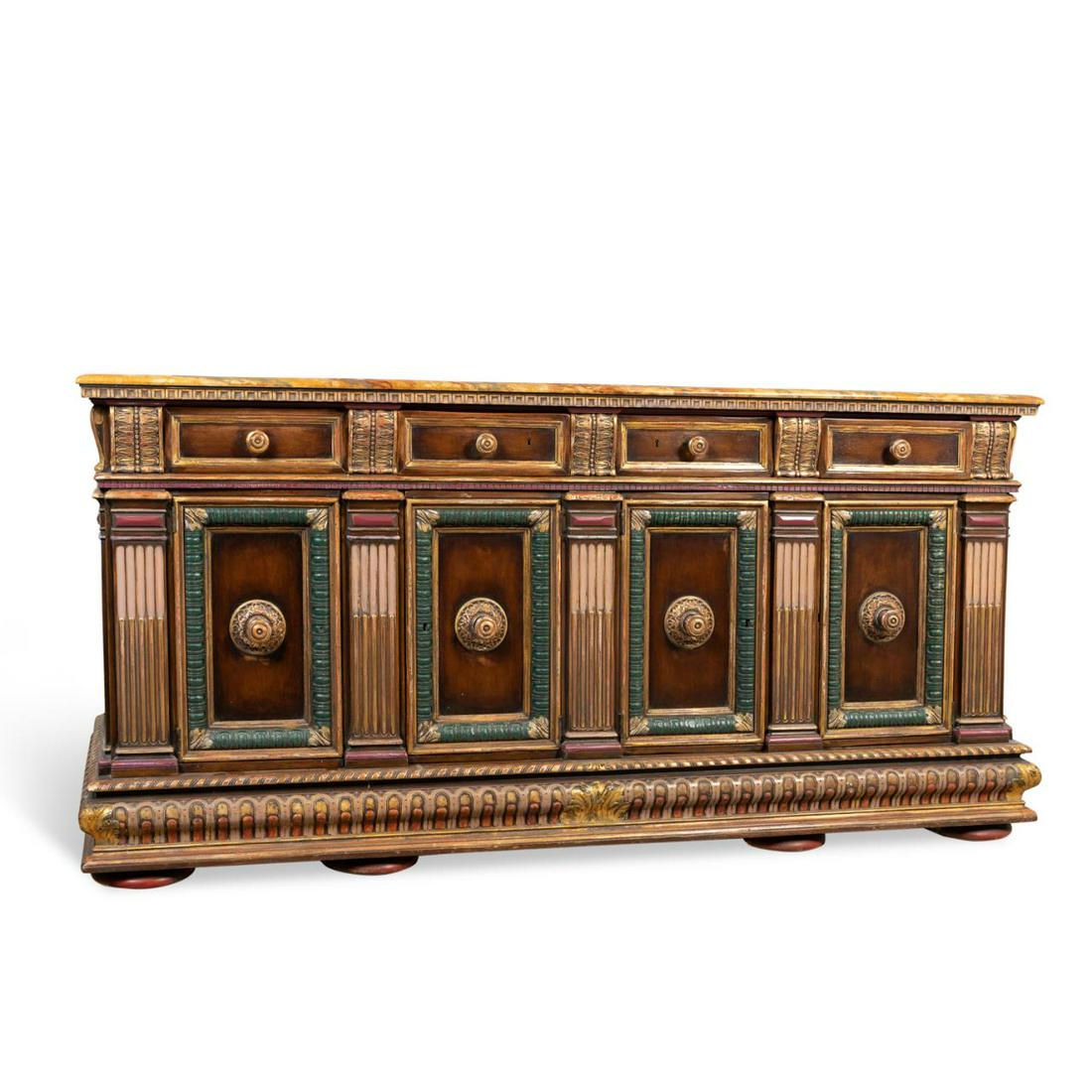 BAROQUE STYLE POLYCHROME DECORATED CREDENZA (1 of 9)