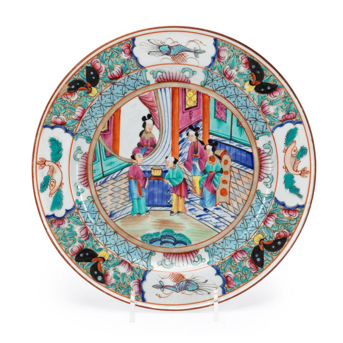 CHINESE YONGZHENG STYLE FIGURAL FAMILLE ROSE PLATE (1 of 4)