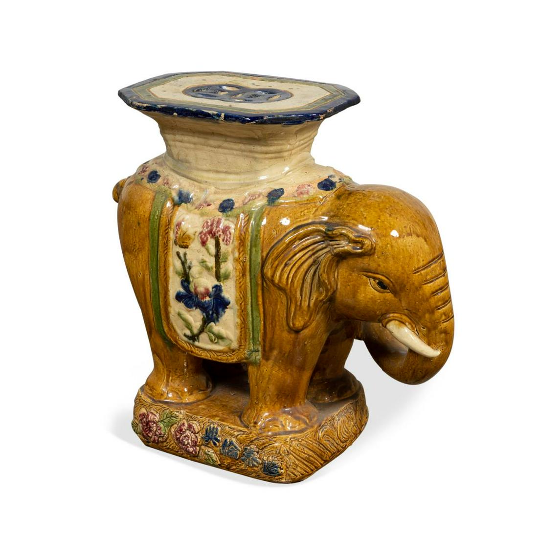 CHINESE ELEPHANT FORM GLAZED GARDEN SEAT (1 of 7)