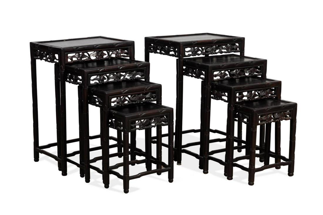 (8 PCS) TWO SETS OF CHINESE NESTING TABLES (1 of 4)