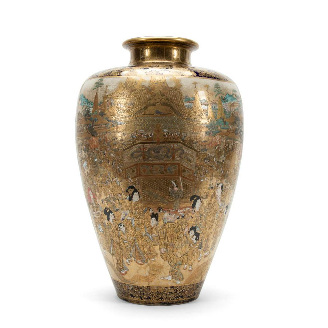 19TH C. JAPANESE SATSUMA VASE, ATTRIB. RYUZAN (1 of 8)