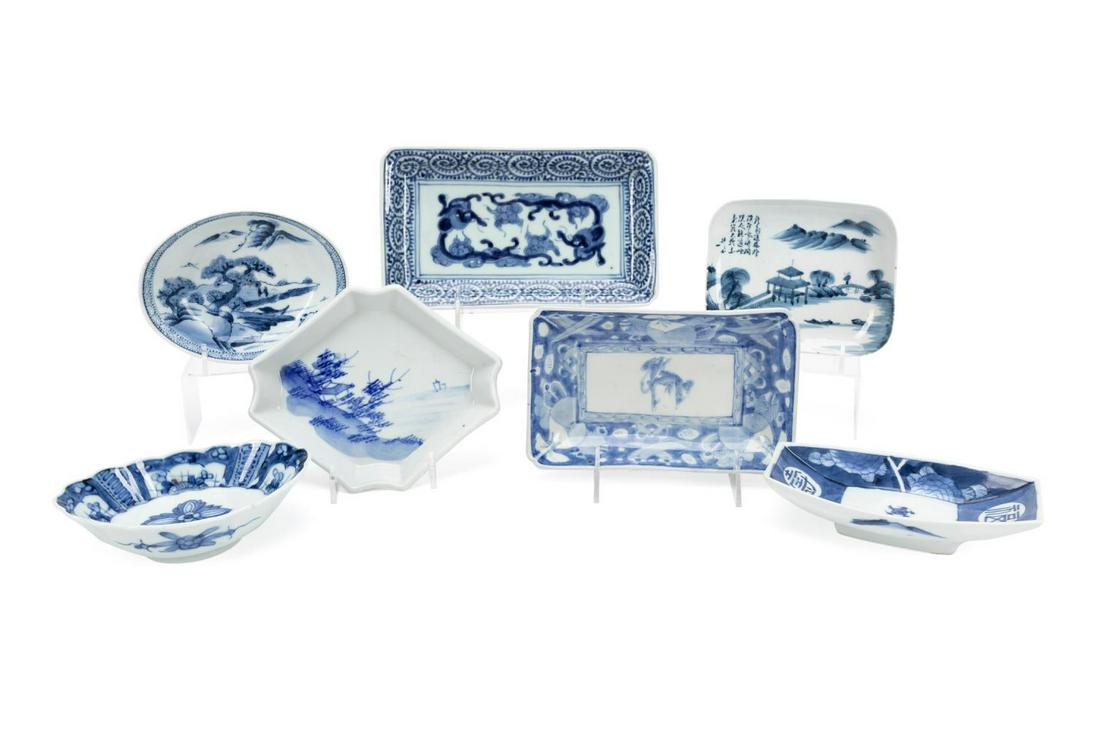 SEVEN JAPANESE BLUE AND WHITE TABLE ARTICLES (1 of 12)
