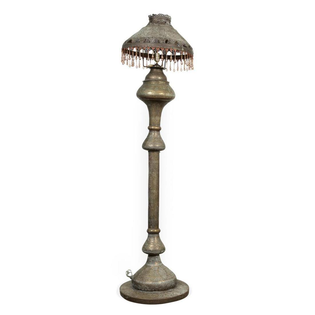 MOROCCAN PIERCED BRASS FLOOR LAMP WITH SHADE (1 of 6)
