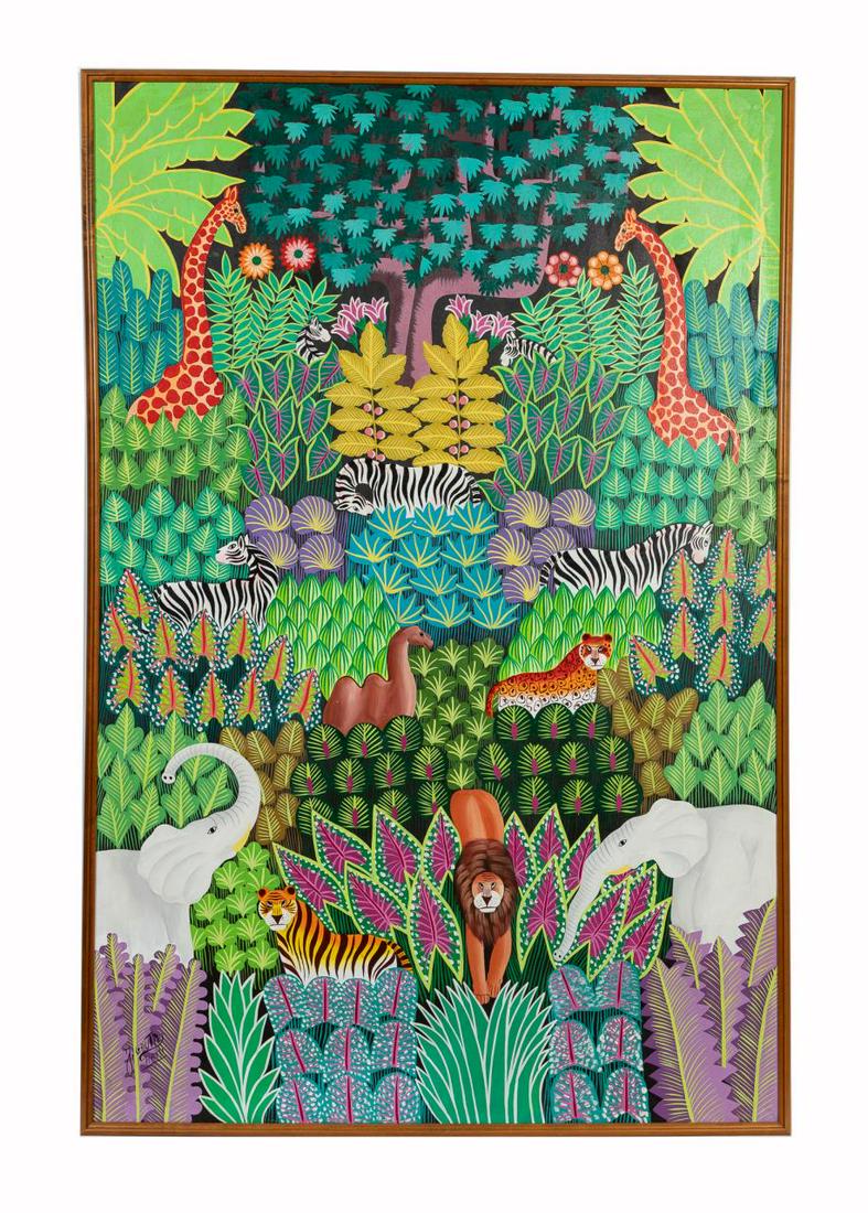 LARGE PAINTING, "JUNGLE SCENE", JOEL GAUTHIER (1 of 4)