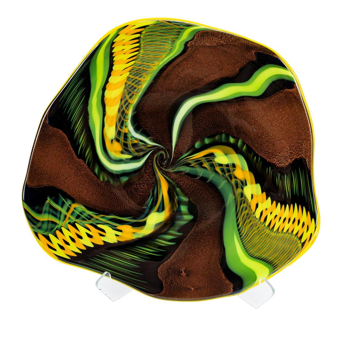 ROLLIN KARG, GLASS CENTERPIECE W/ GREEN & YELLOW (1 of 5)