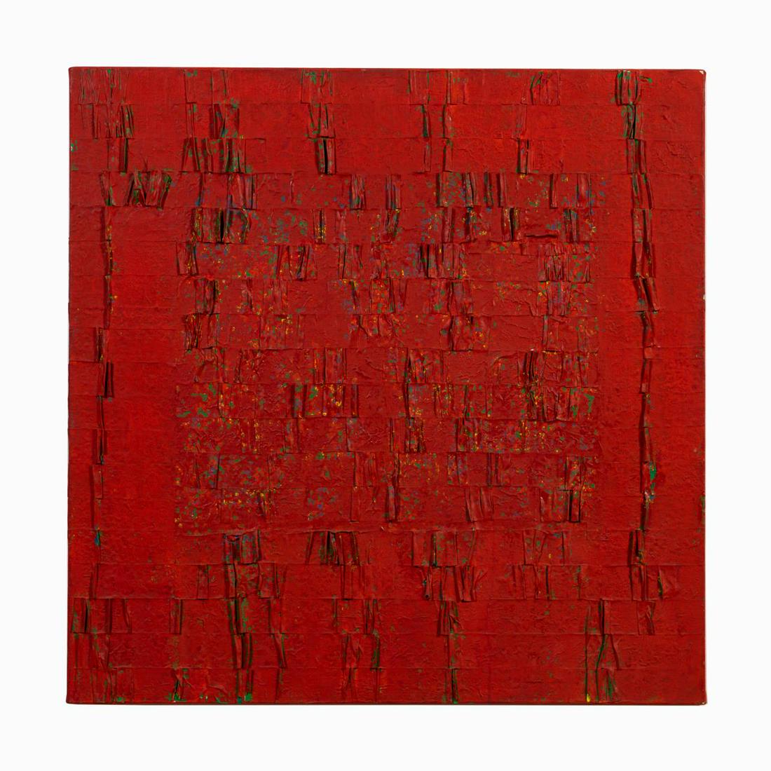 HECTOR LEONARDI, RED ABSTRACT MIXED MEDIA & O/C (1 of 7)