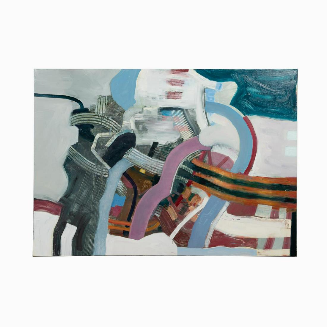 ROBERT JESSUP "WINTER REACH" 2013 ABSTRACT O/C: Robert Jessup (American b. 1952), "Winter Reach", 2013, oil on canvas, signed, titled, and dated en verso, unframed gallery wrapped canvas. Approx. h. 64.125", w. 90" (canvas).