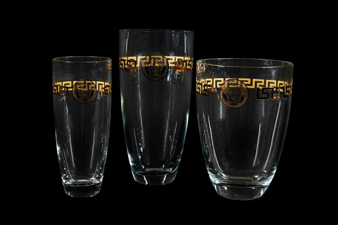 THREE VERSACE "MEDUSA D'OR" CRYSTAL VASES (1 of 4)