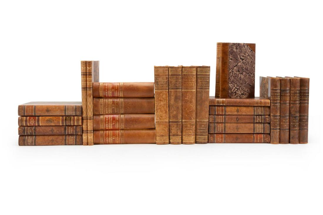 24 SWEDISH LEATHER BOUND DECORATIVE BOOKS (1 of 11)