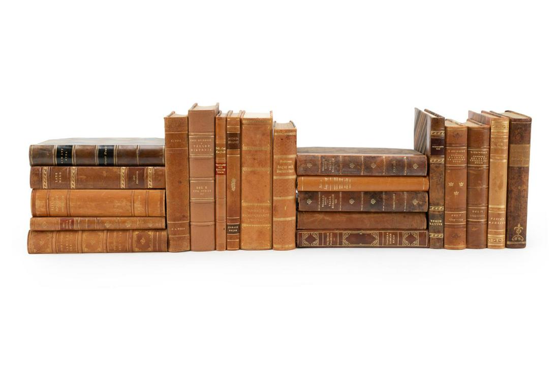 21 SWEDISH LEATHER BOUND DECORATIVE BOOKS (1 of 11)