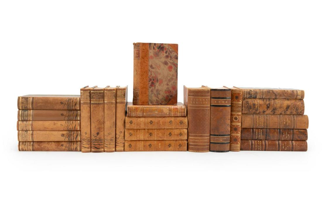 22 SWEDISH LEATHER BOUND DECORATIVE BOOKS (1 of 9)