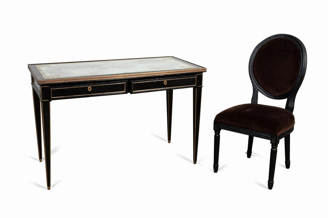 MAISON JANSEN MIRRORED DESK WITH RH CHAIR (1 of 12)