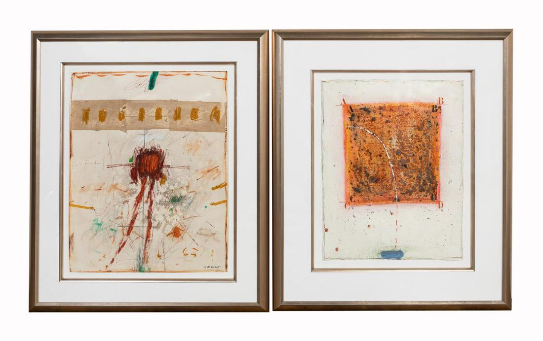 J. COIGNARD, TWO FRAMED M/M ABSTRACT PAINTINGS (1 of 8)