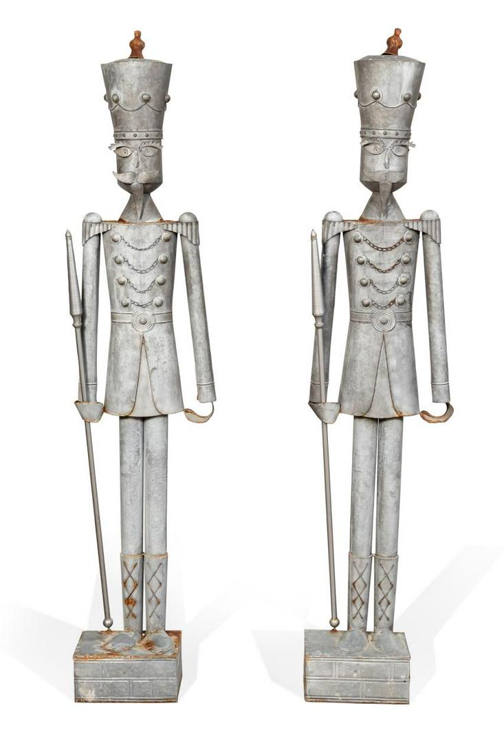 PAIR OF 6' TALL GALVANIZED TOY SOLDIER STATUES (1 of 4)