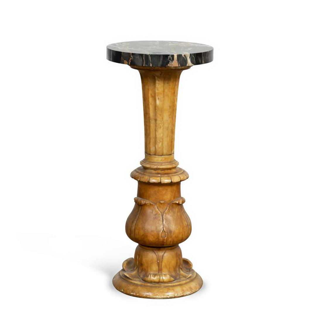 ALABASTER & MARBLE SMALL SIDE TABLE OR PEDESTAL (1 of 5)