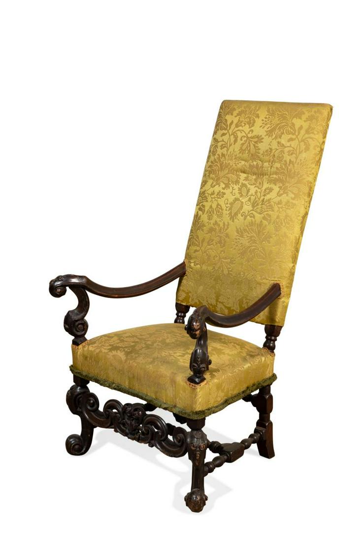 19TH C. CONTINENTAL BAROQUE STYLE WALNUT ARMCHAIR (1 of 6)