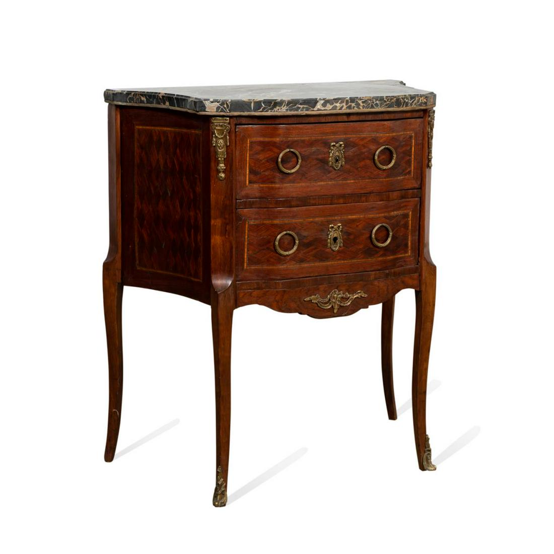 ITALIAN ROCOCO STYLE NERO PORTO MARBLE TOP COMMODE (1 of 6)