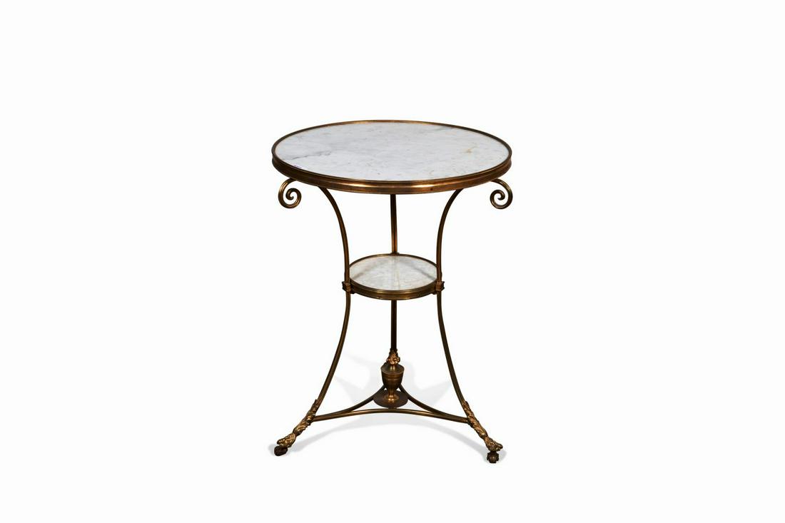 DIRECTOIRE STYLE BRONZE & MARBLE GUERIDON TABLE (1 of 6)