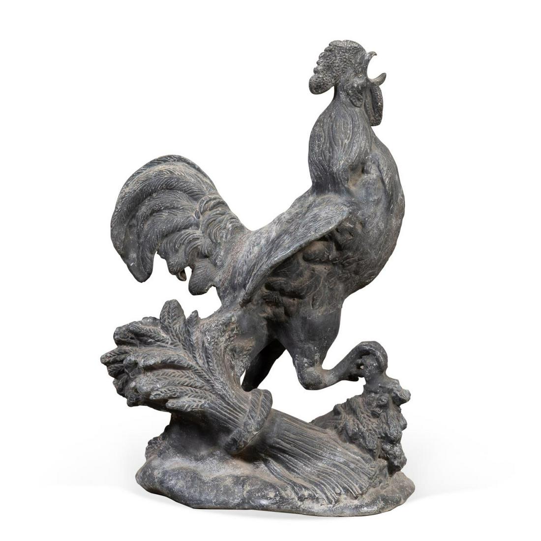 19TH C. FRENCH LEAD ROOSTER GARDEN FIGURE (1 of 7)