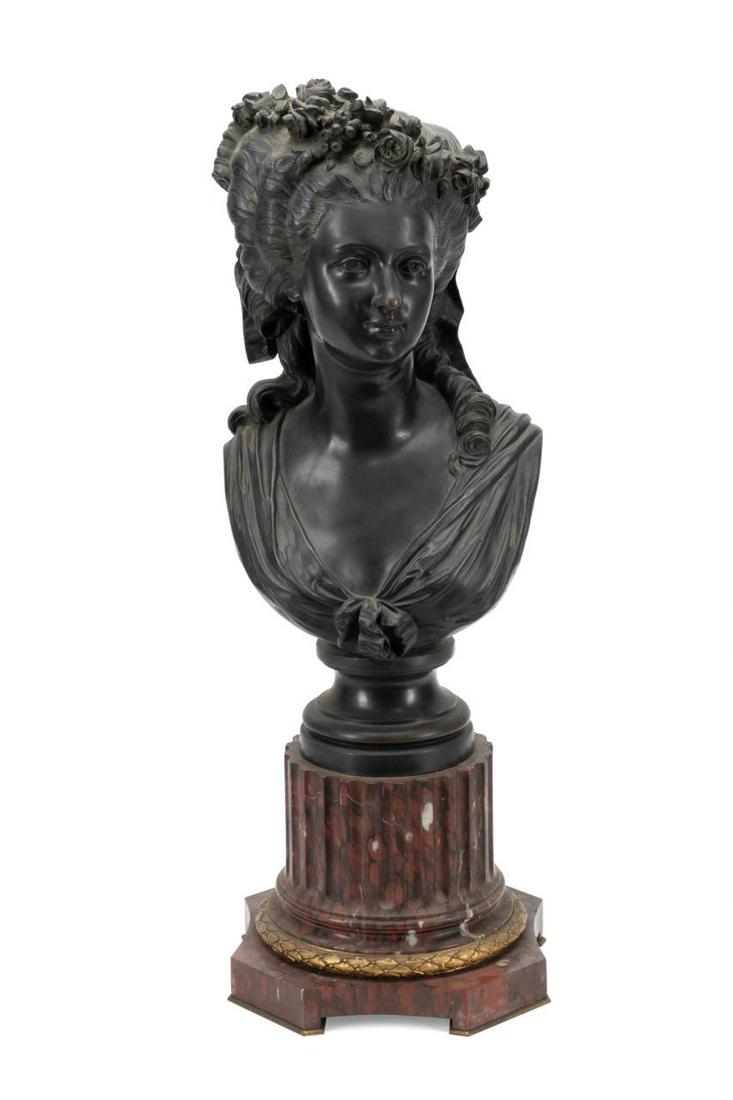 BRONZE BUST OF MARIE ANTOINETTE ON BASE, 1873 (1 of 8)