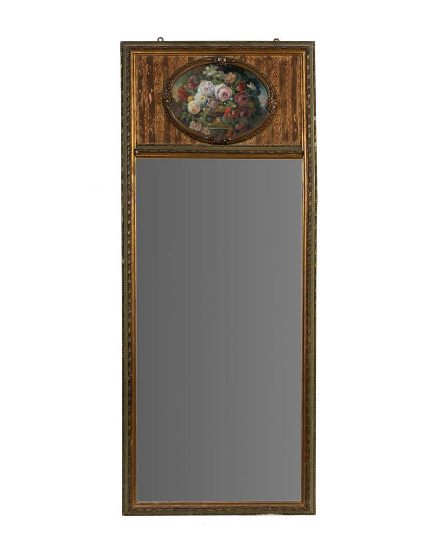 LOUIS XVI STYLE FLORAL STILL LIFE TRUMEAU MIRROR (1 of 7)