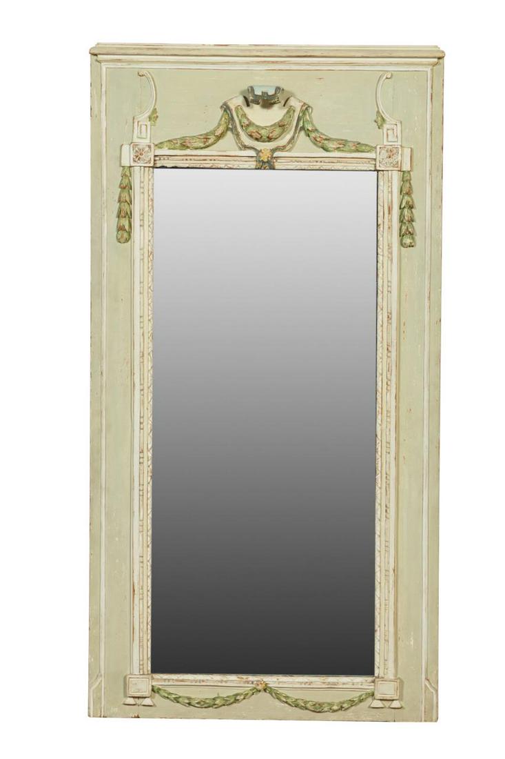 18TH C. LOUIS XVI PAINT DECORATED TRUMEAU MIRROR (1 of 4)