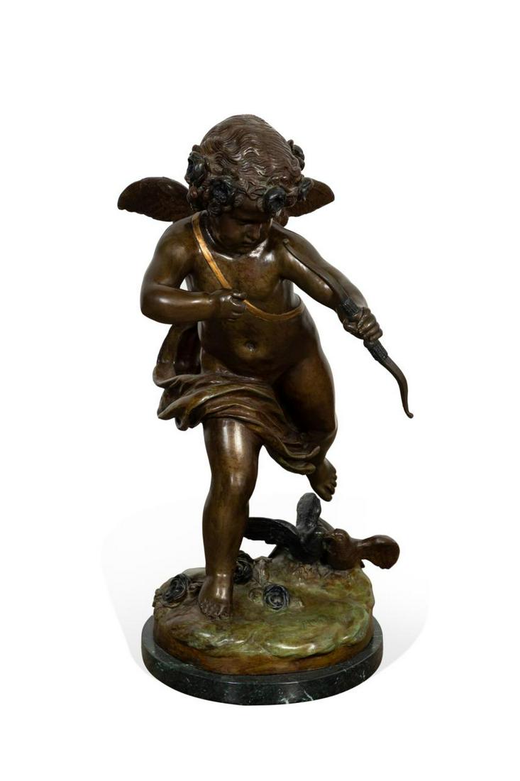AFTER JEAN-ANTOINE HOUDON, BRONZE FIGURE OF CUPID (1 of 6)