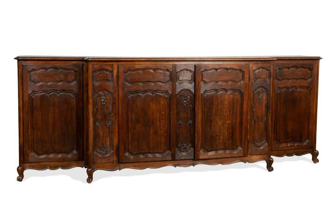 LOUIS XV PROVINCIAL STYLE LONG OAK BUFFET (1 of 9)