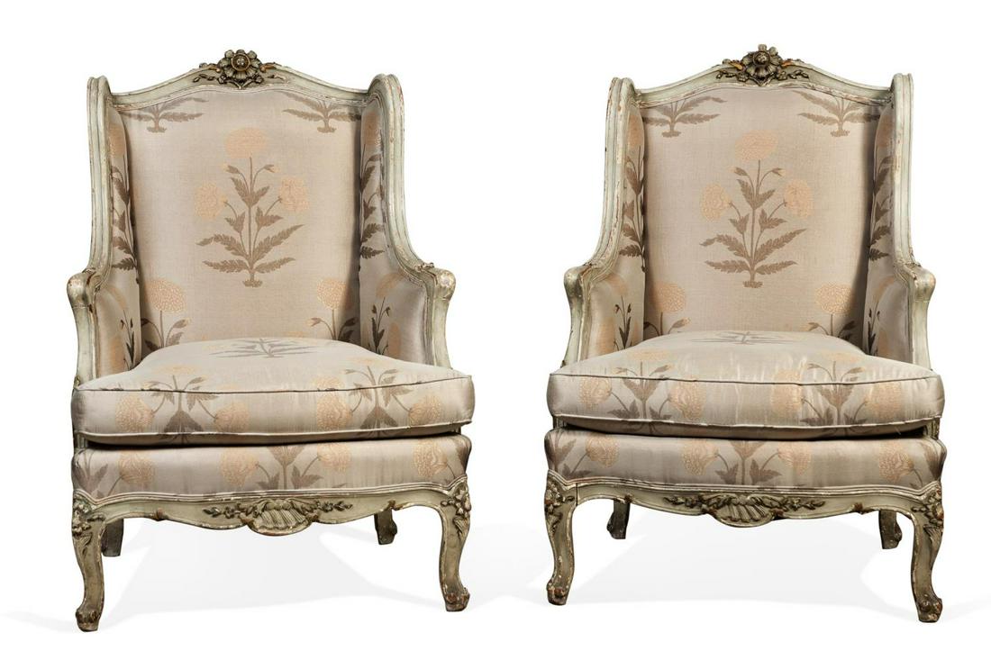 Pr., LOUIS XV STYLE DISTRESSED BERGERES, C. 1920 (1 of 7)