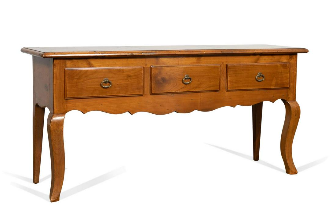 FRENCH PROVINCIAL THREE DRAWER CHERRY CONSOLE (1 of 7)