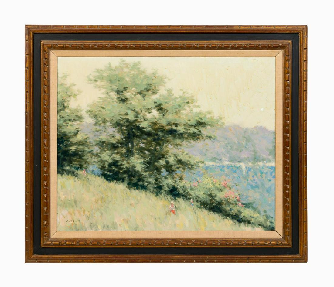 ANDRE GISSON, IMPRESSIONIST HILLSIDE, OIL (1 of 6)