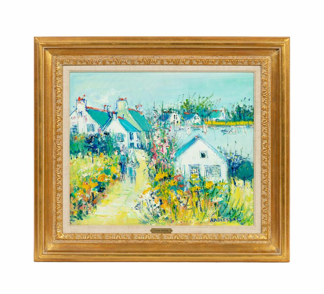 YOLANDE ARDISSONE, COASTAL VILLAGE SCENE, OIL (1 of 4)