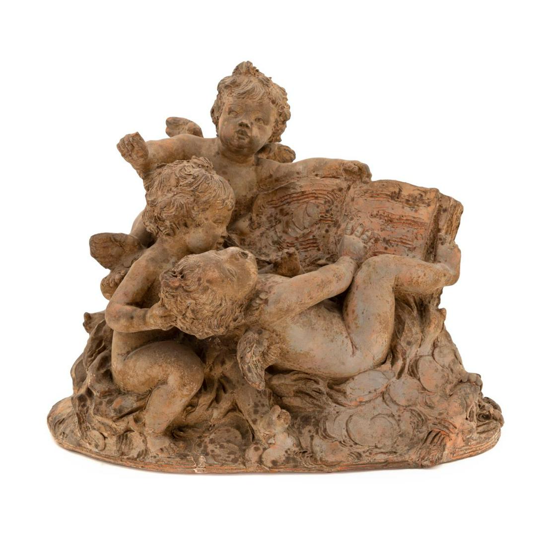 FRENCH SCHOOL, MUSICAL PUTTI, TERRACOTTA SCULPTURE (1 of 7)