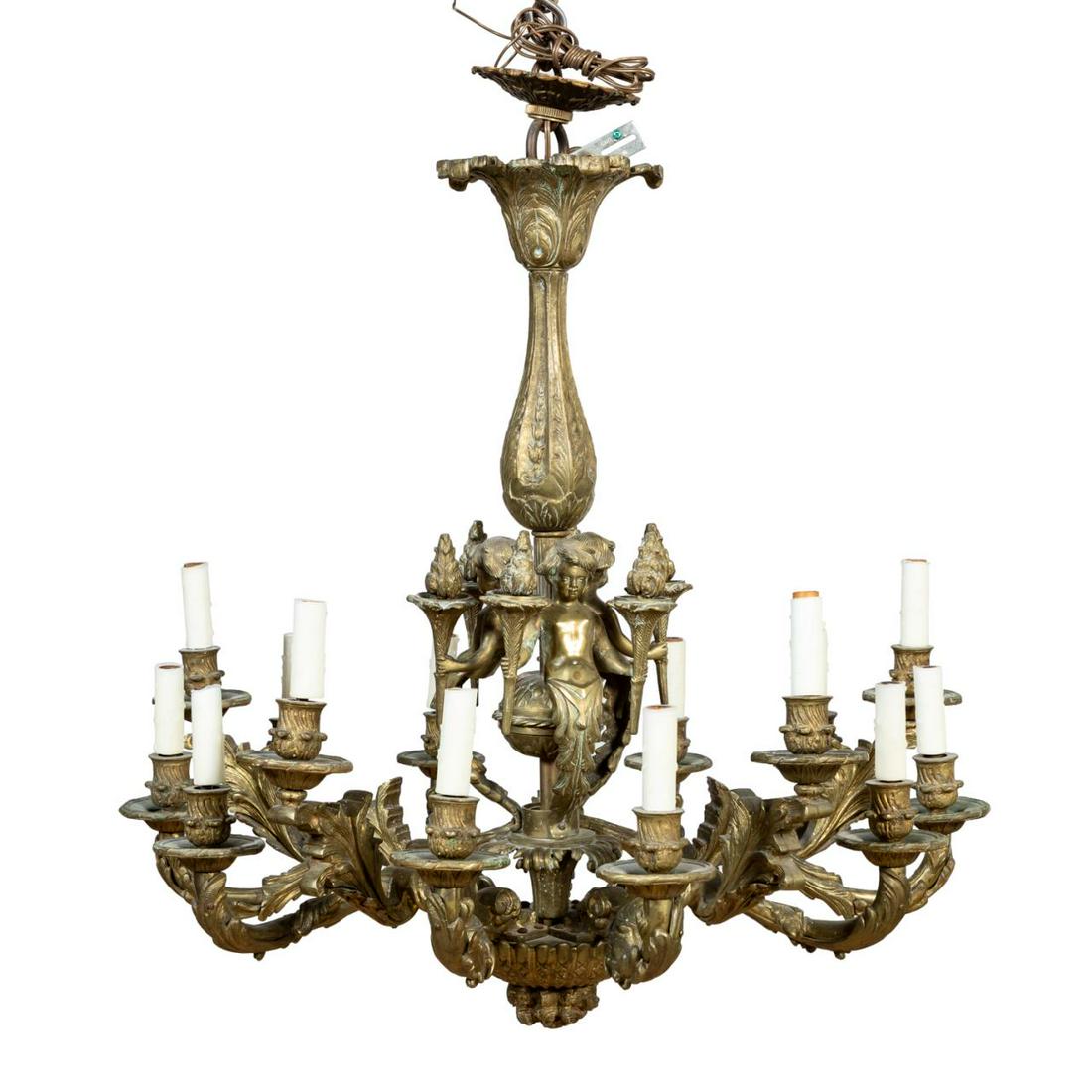 REGENCE STYLE GILT BRONZE FIFTEEN-LIGHT CHANDELIER (1 of 5)