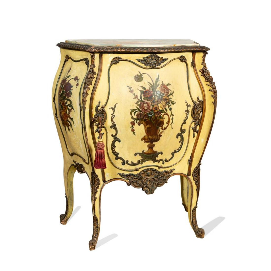 E. 20TH C. VERNIS MARTIN ONYX TOP MUSIC CABINET (1 of 6)