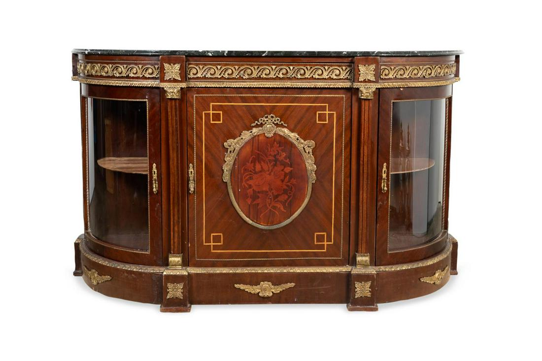 NAPOLEON III STYLE MARQUETRY MARBLE TOP BUFFET (1 of 9)