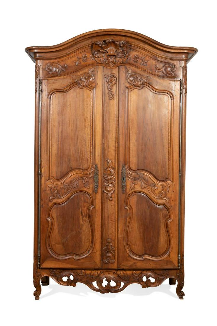 19TH C. PROVINCIAL LOUIS XV STYLE WALNUT ARMOIRE (1 of 11)