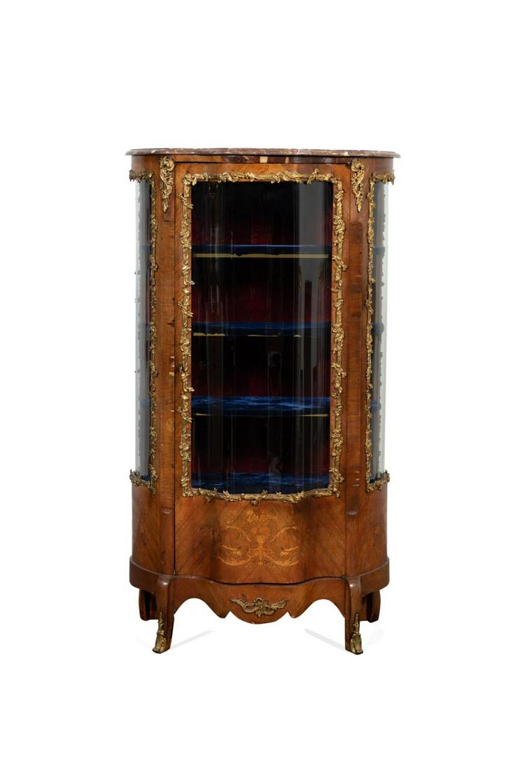 LOUIS XV STYLE MARBLE TOP ORMOLU MOUNTED VITRINE (1 of 11)