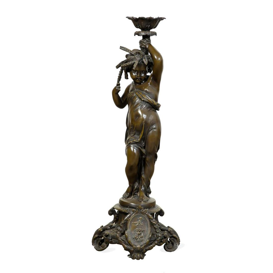 BRONZE ALLEGORICAL "DAY" FIGURAL LAMP BASE (1 of 7)