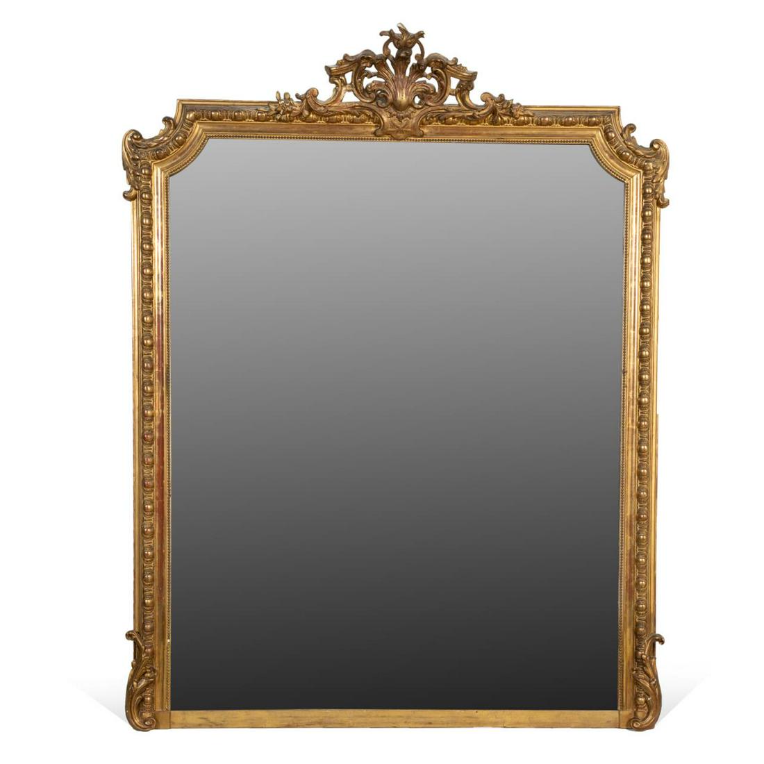 19TH C. CONTINENTAL ROCOCO REVIVAL GILTWOOD MIRROR (1 of 3)