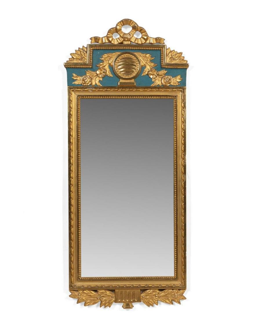 CONTINENTAL GUSTAVIAN STYLE WATER GILDED MIRROR (1 of 5)