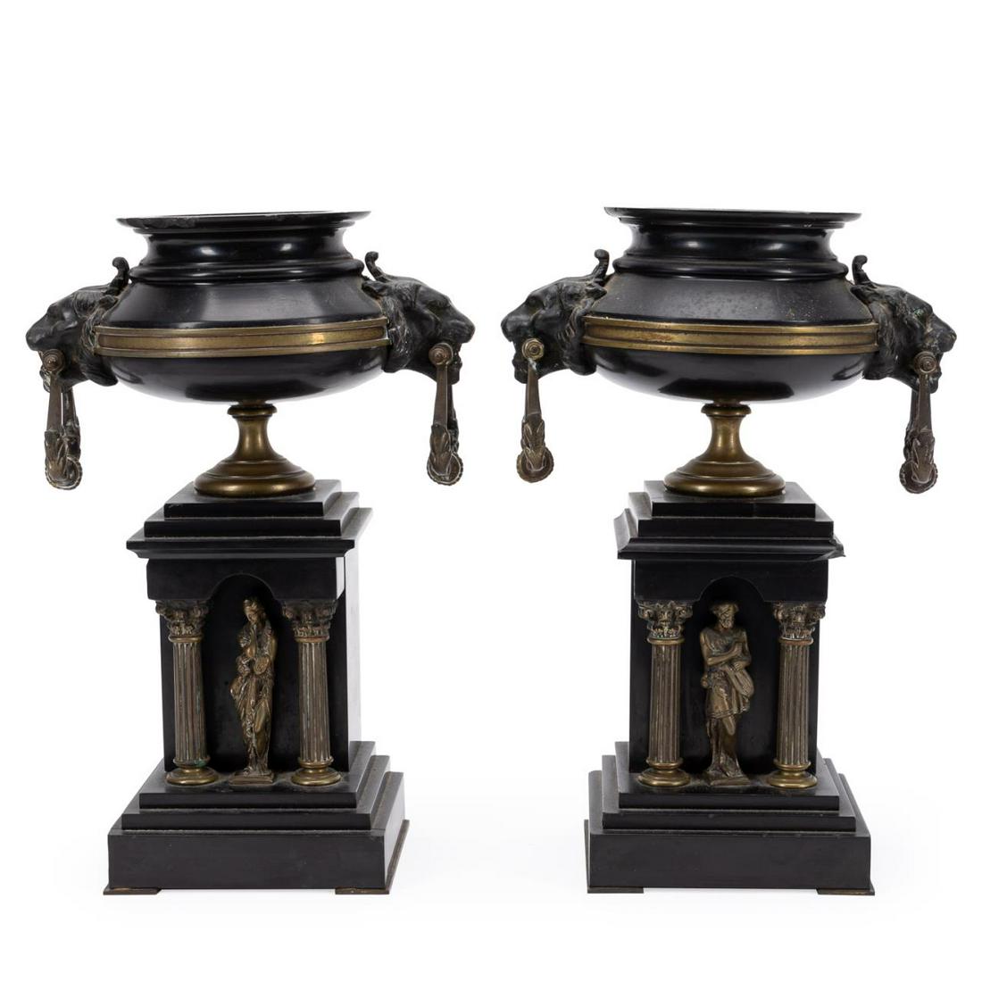 19TH C. PR. OF RENAISSANCE REVIVAL GARNITURE URNS (1 of 6)