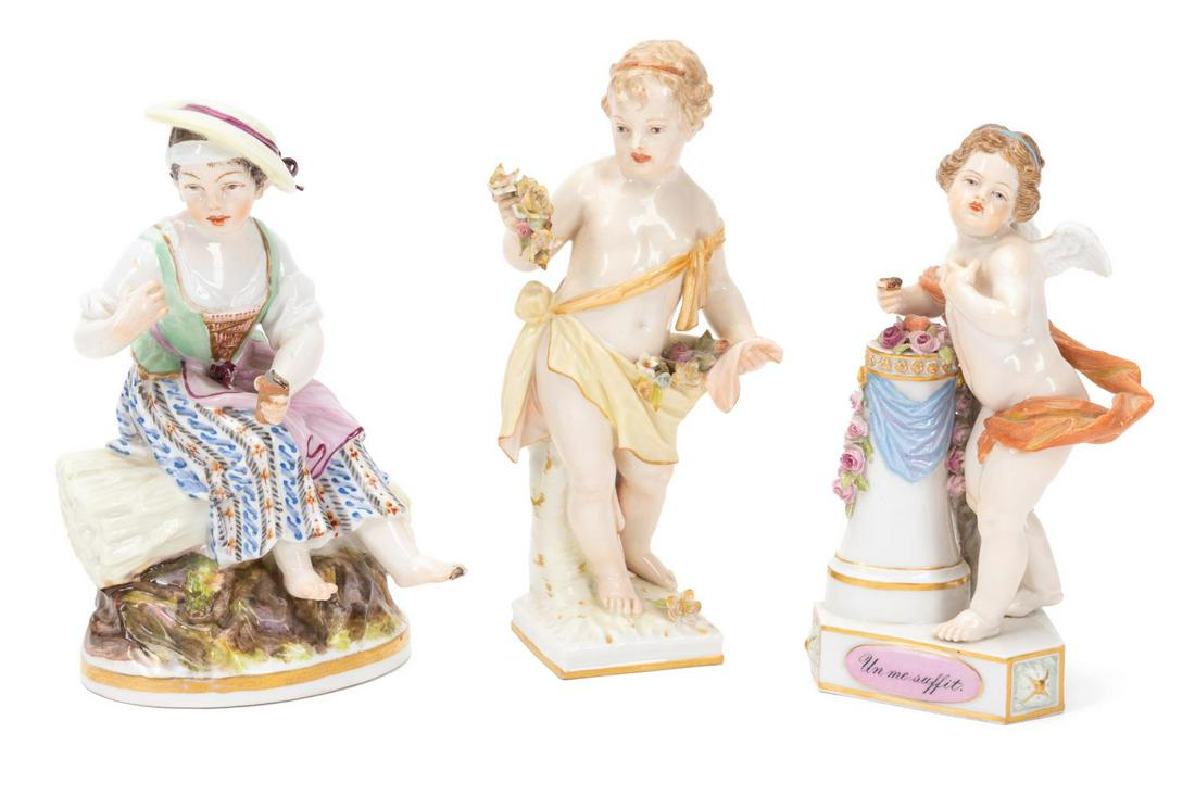 19TH C. MEISSEN & KPM PORCELAIN FIGURES, 3PC (1 of 12)