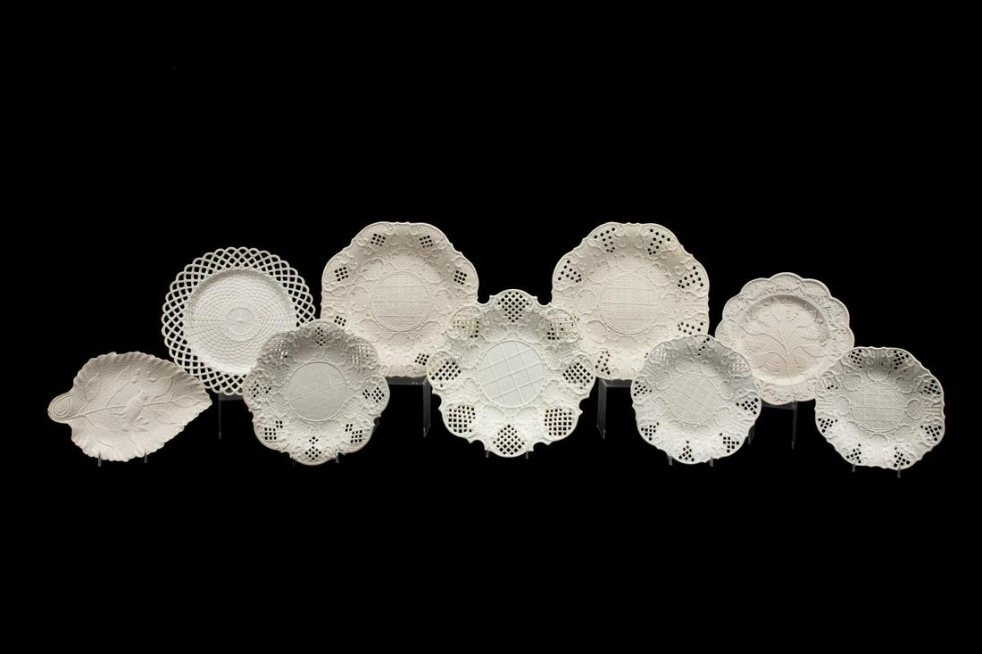 18TH C. STAFFORDSHIRE SALT-GLAZED PLATES, 9PC (1 of 10)