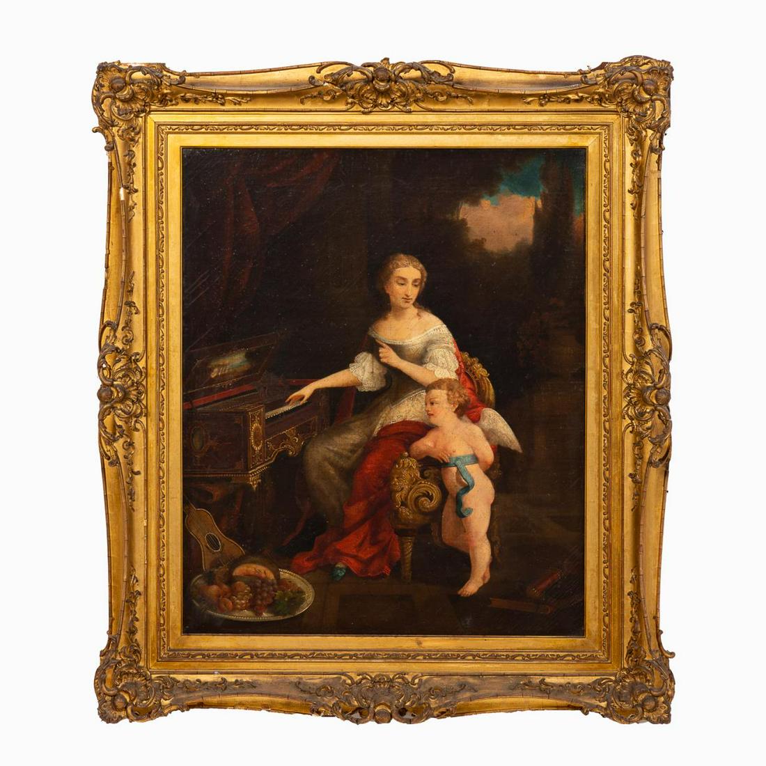 BRITISH SCHOOL, LADY PLAYING A PIANO FORTE, OIL (1 of 10)