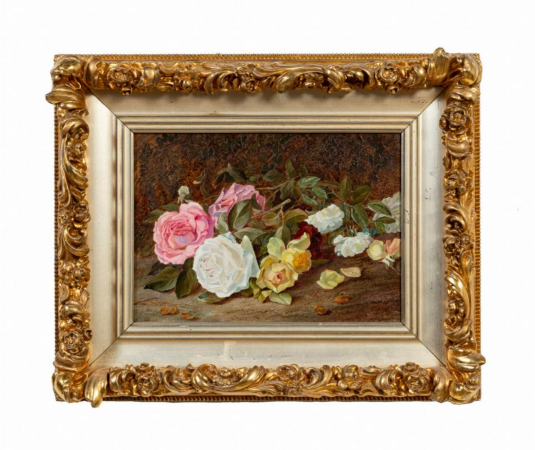 VINCENT CLARE, "STILL LIFE OF CUT ROSES", O/C (1 of 4)