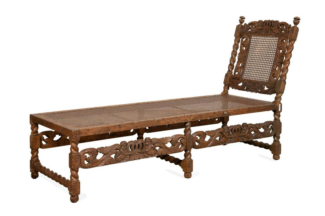 WILLIAM & MARY STYLE CANED OAK DAYBED (1 of 7)